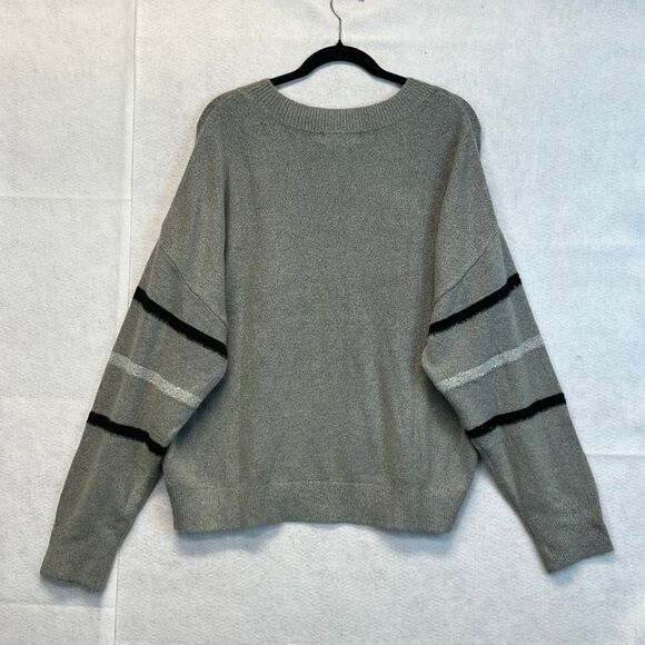 LIZ CLAIBORNE Womens Sweater XXL Crew Neck Long Sleeve Striped Pullover Gray NEW - Picture 10 of 16